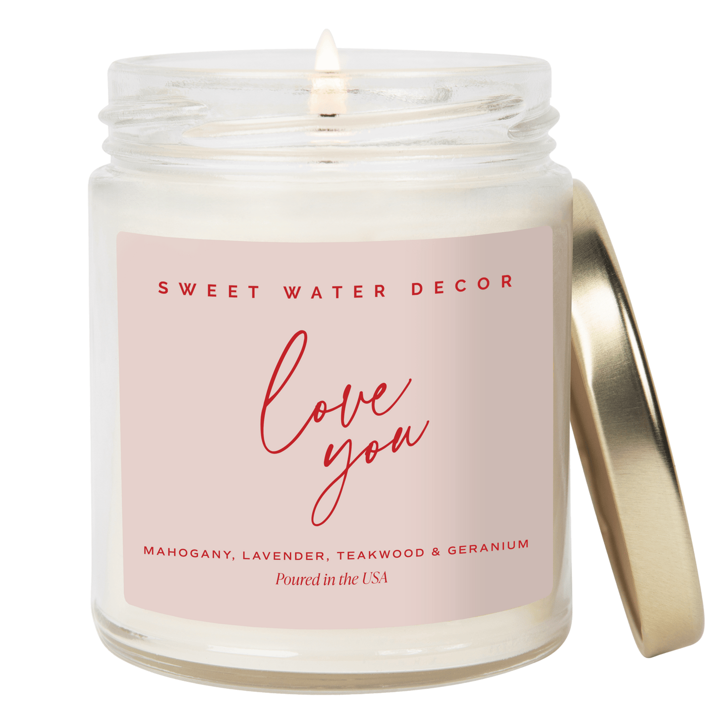 Love You Soy Patterned Candle - Clear Jar - 9 oz