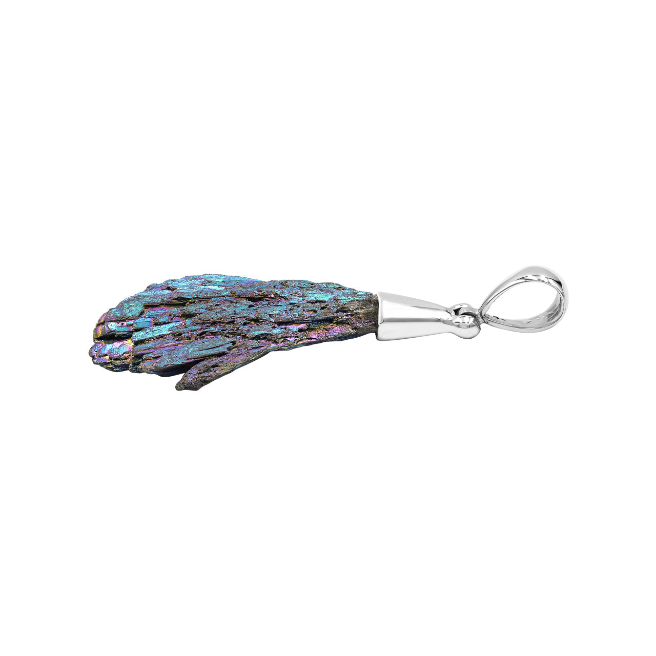 Starborn Rainbow Aura Kyanite Crystal Chop Pendant in Sterling Silver