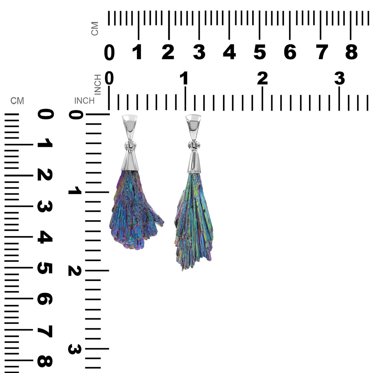 Starborn Rainbow Aura Kyanite Crystal Chop Pendant in Sterling Silver