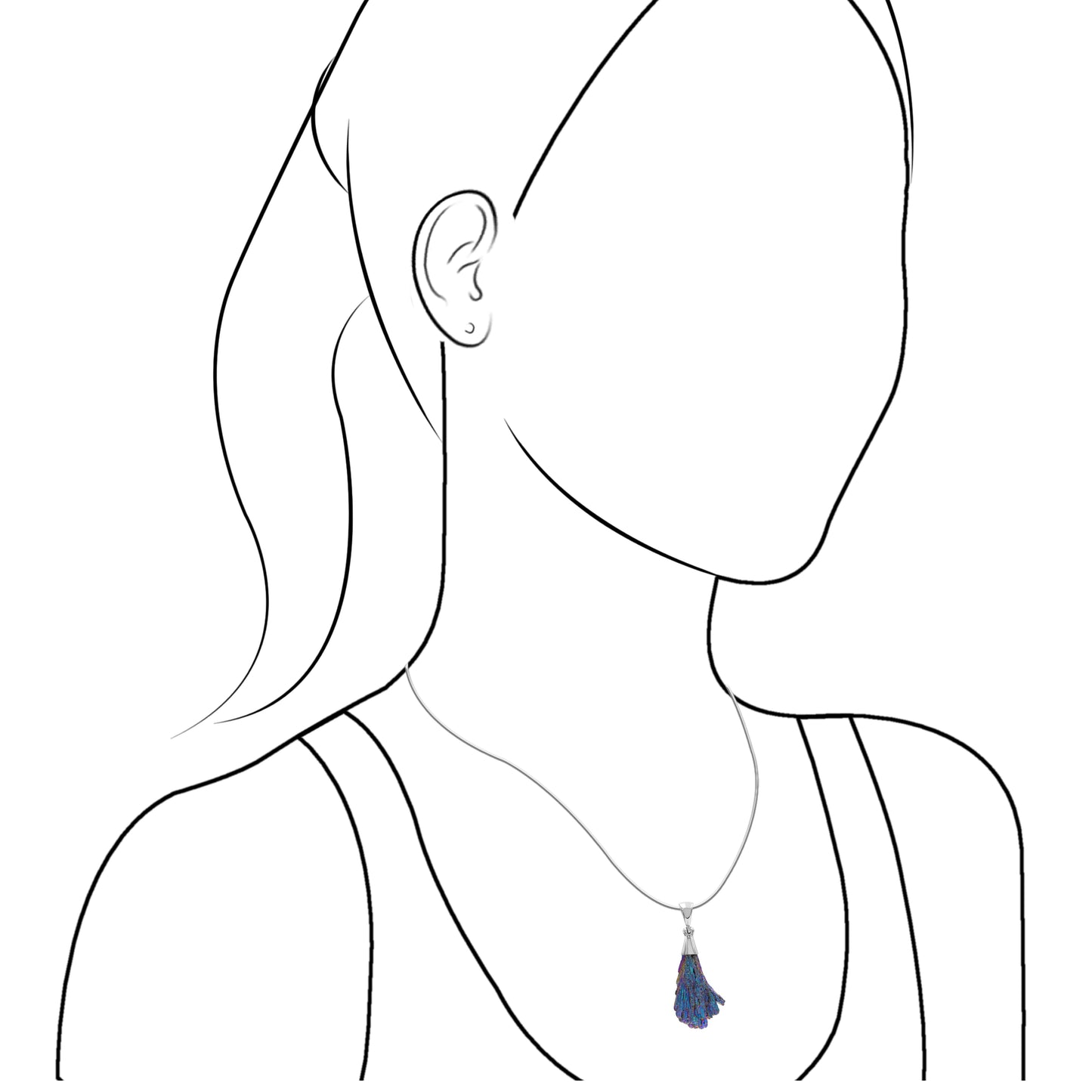 Starborn Rainbow Aura Kyanite Crystal Chop Pendant in Sterling Silver