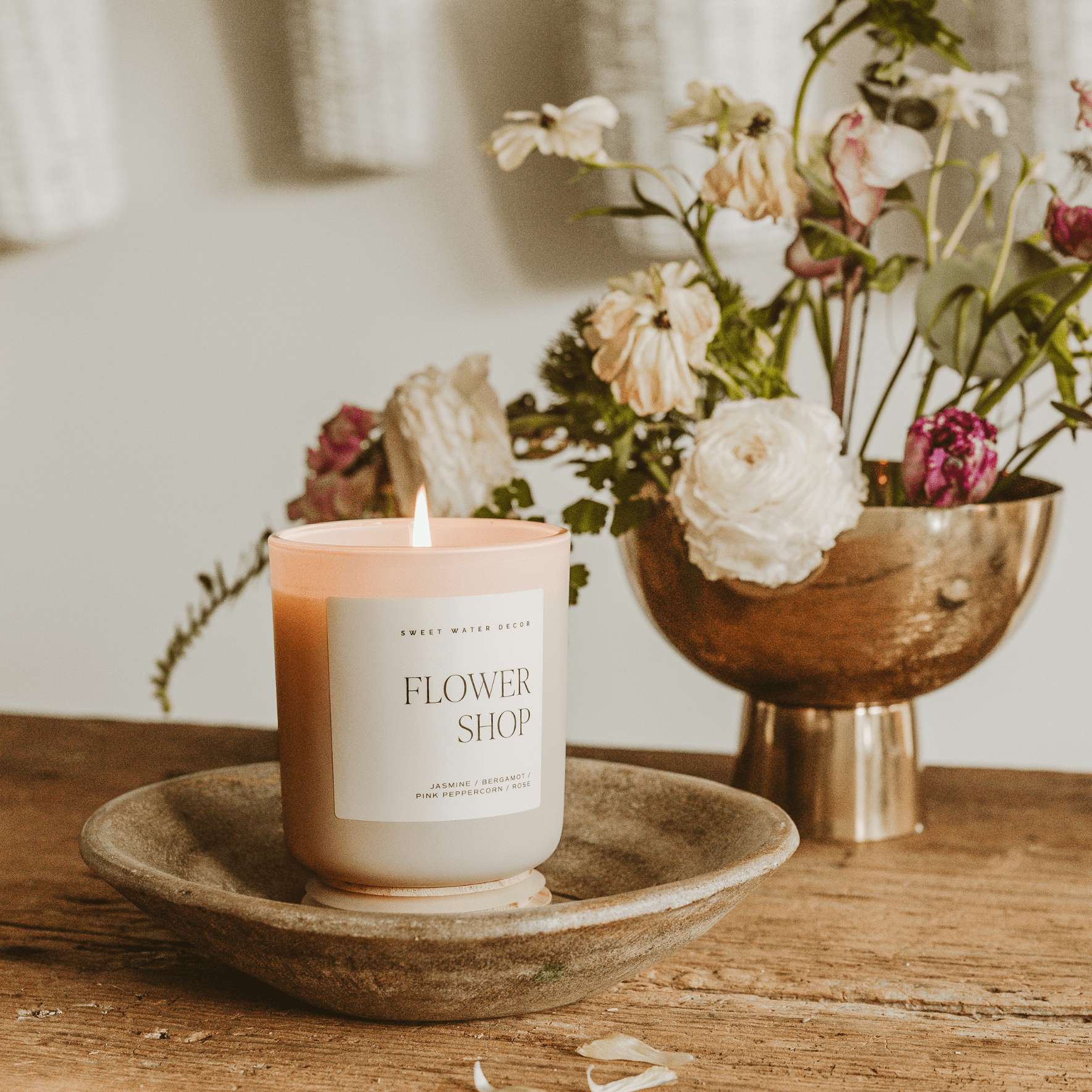 Flower Shop Scented Candle - 15oz Soy Wax Candle with Wood Lid – Candles
