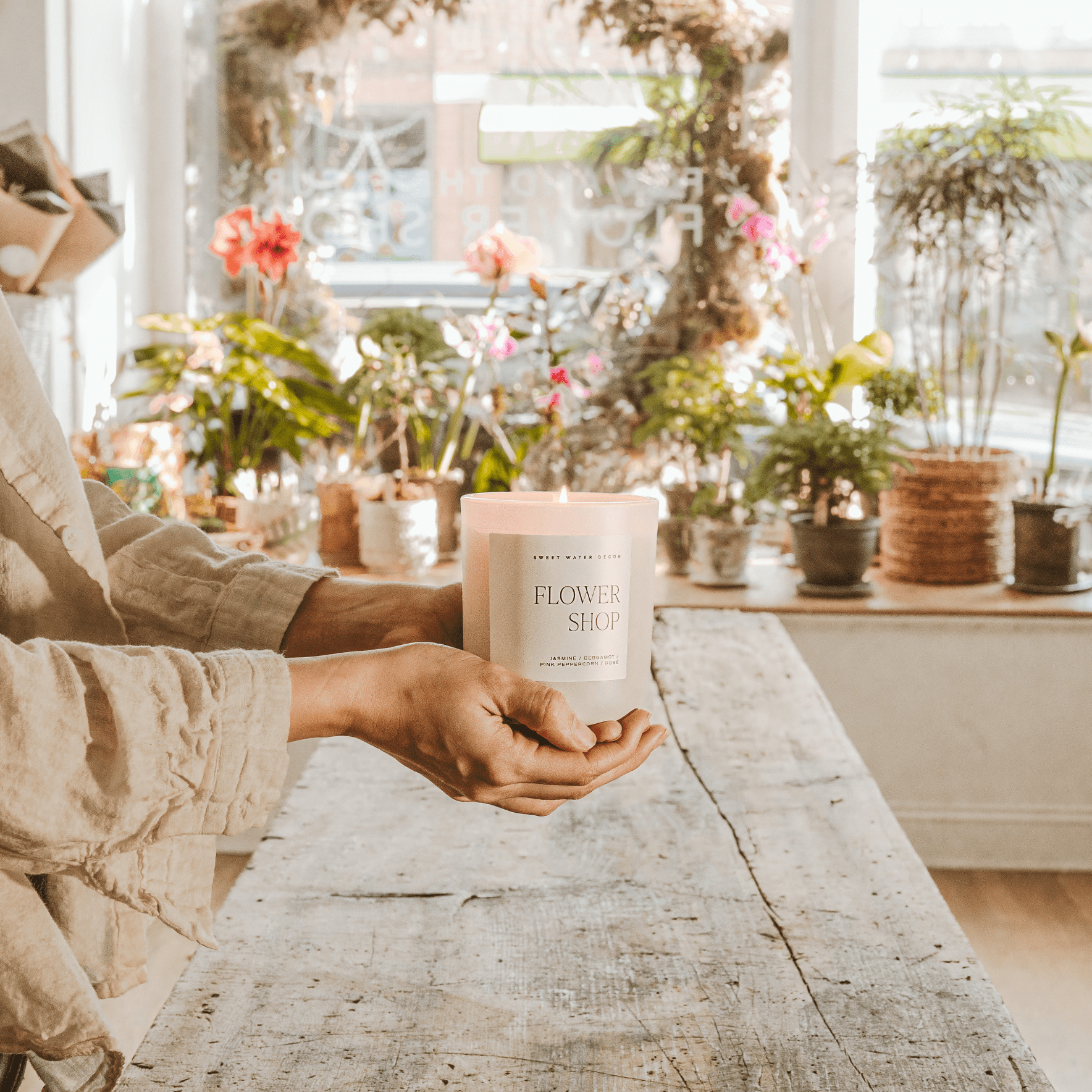 Flower Shop Scented Candle - 15oz Soy Wax Candle with Wood Lid – Candles