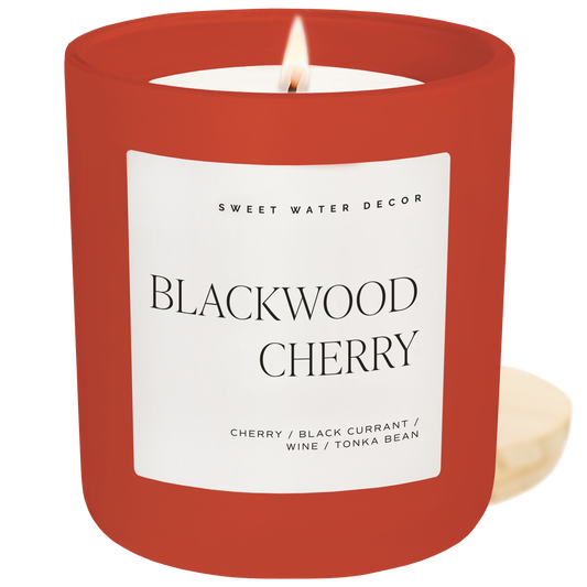 Blackwood Cherry Soy Candle - Red Matte Jar - 15 oz