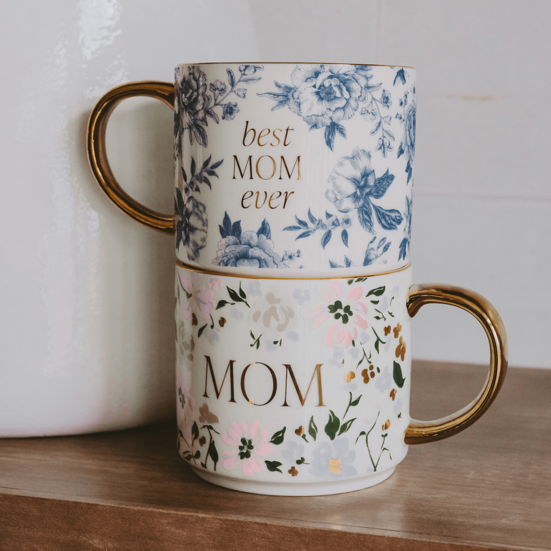 Mom Coffee Mug with Gold Foil – 14oz Bone China – Coffee Mugs