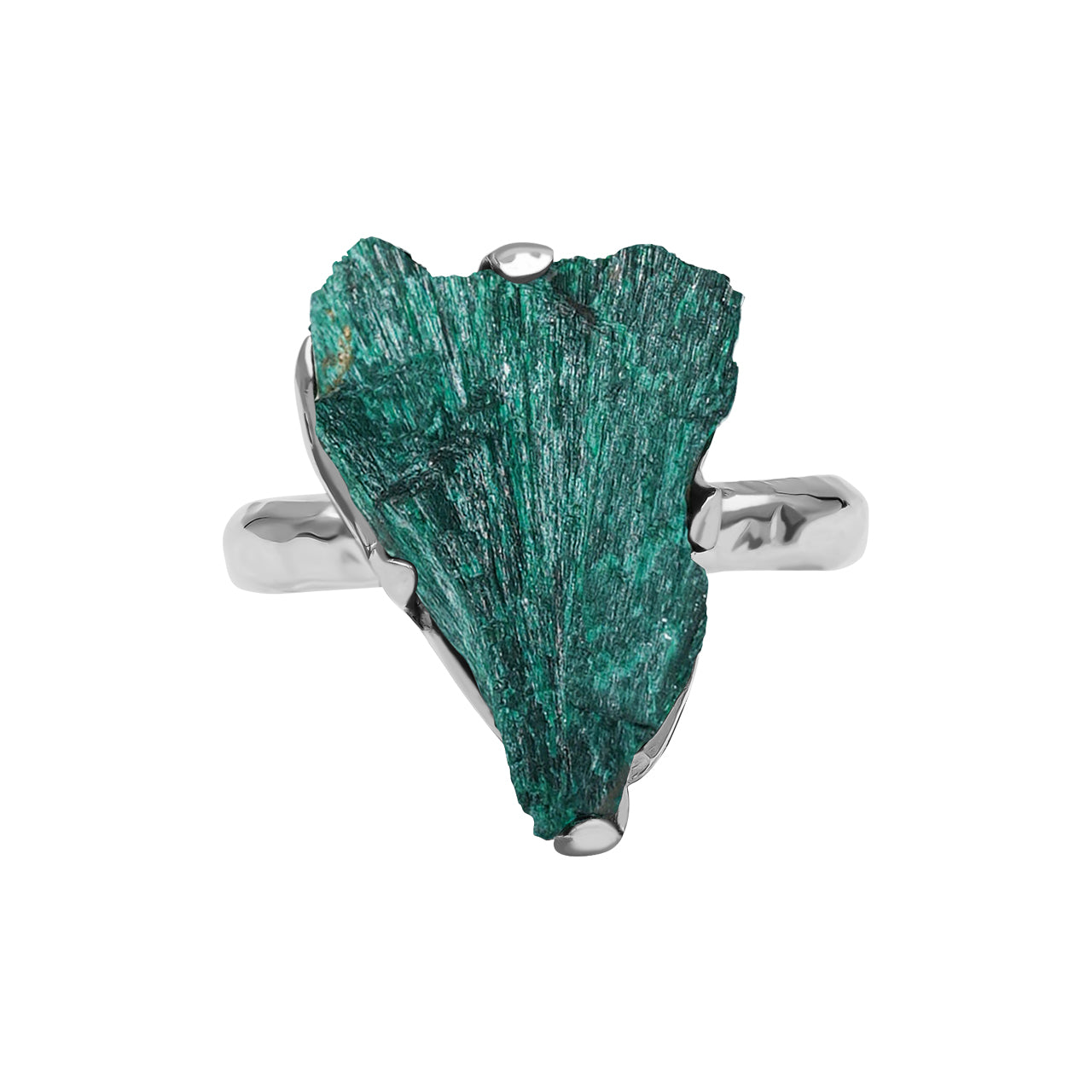 Starborn Raw Malachite Prong Set Ring in Fine Sterling Silver – 9 RP - Regular Price