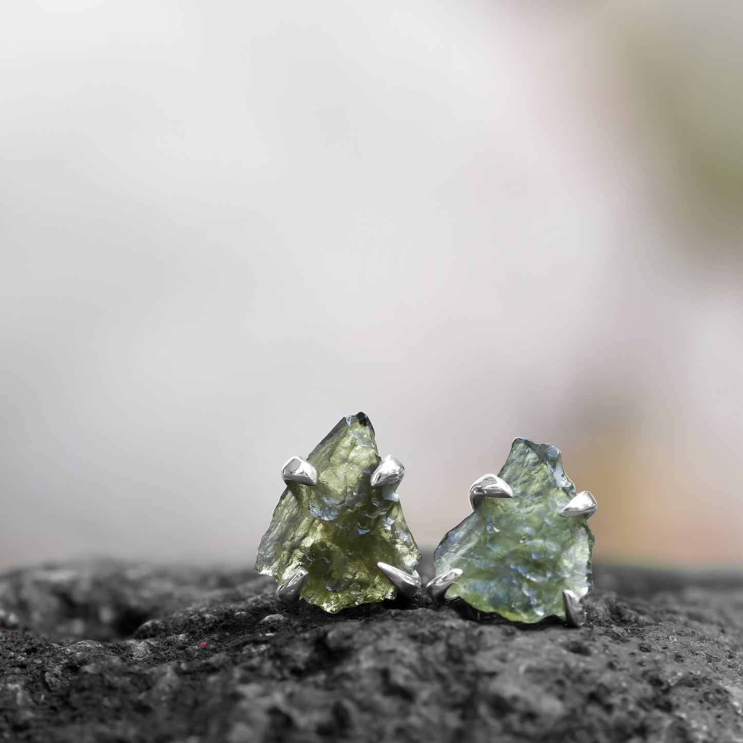 Starborn Rough Moldavite Sterling Silver Post Earrings – RP - Regular Price
