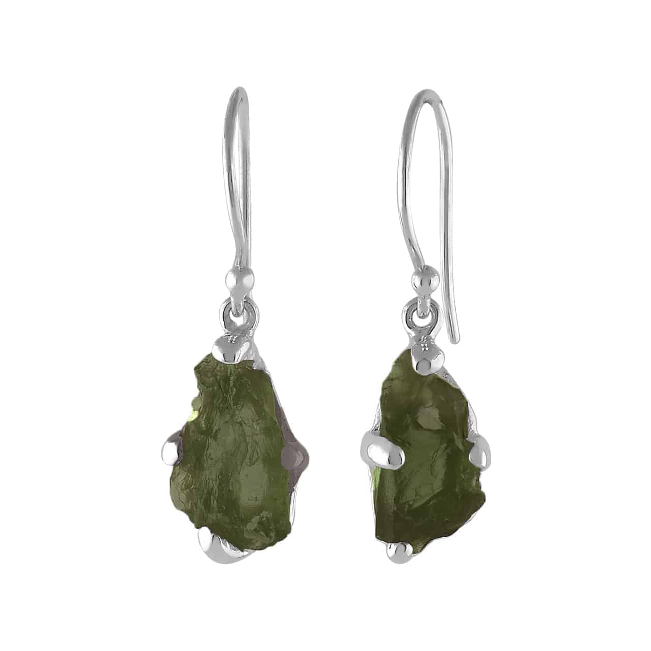 Moldavite Earrings Sterling Silver Raw Crystal Dangle, with authentication! – Crystal Earrings