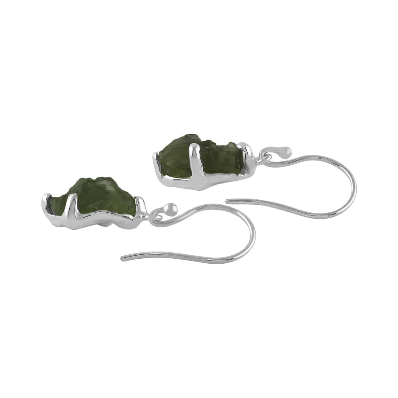 Moldavite Earrings Sterling Silver Raw Crystal Dangle, with authentication! – Crystal Earrings