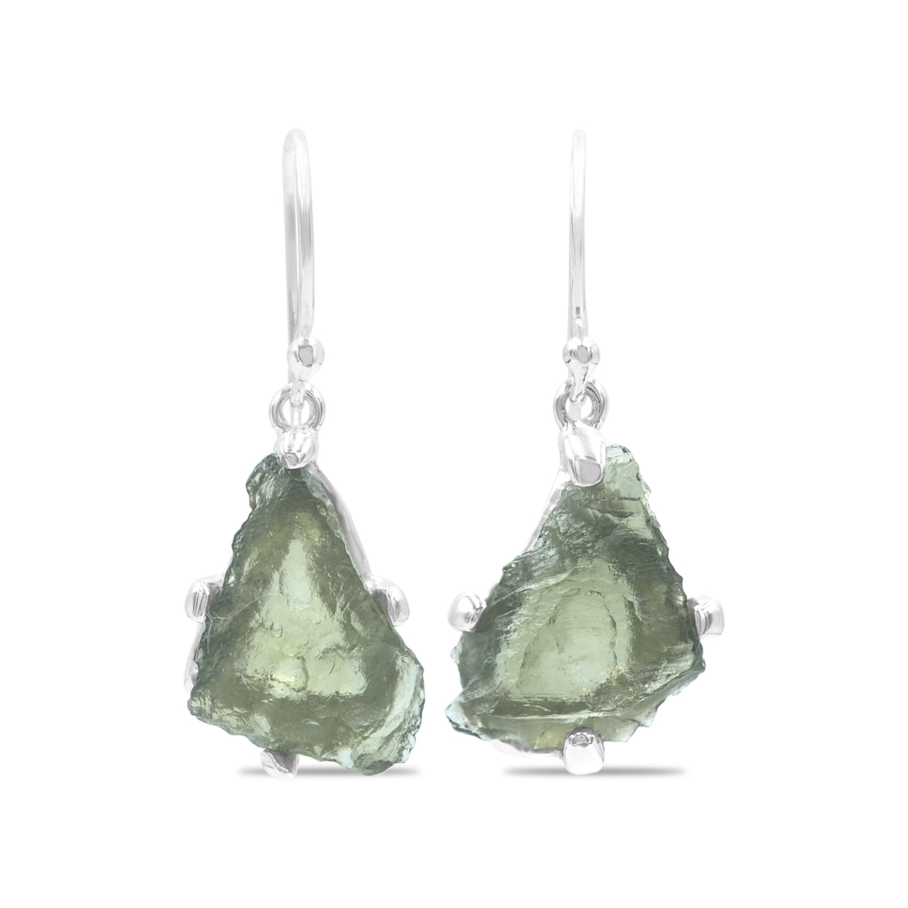 Moldavite Earrings Sterling Silver Raw Crystal Dangle, with authentication! – Crystal Earrings