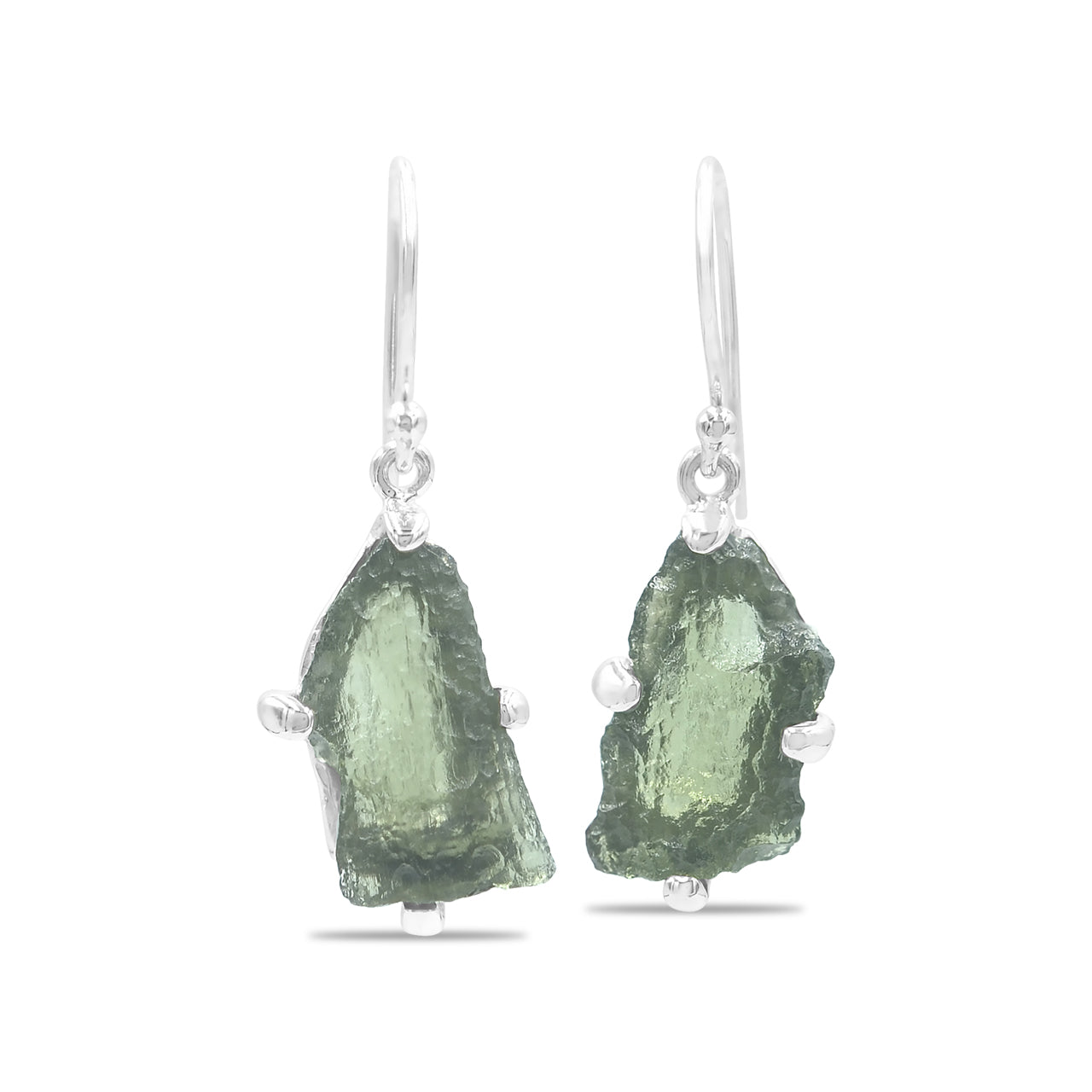 Moldavite Earrings Sterling Silver Raw Crystal Dangle, with authentication! – Crystal Earrings