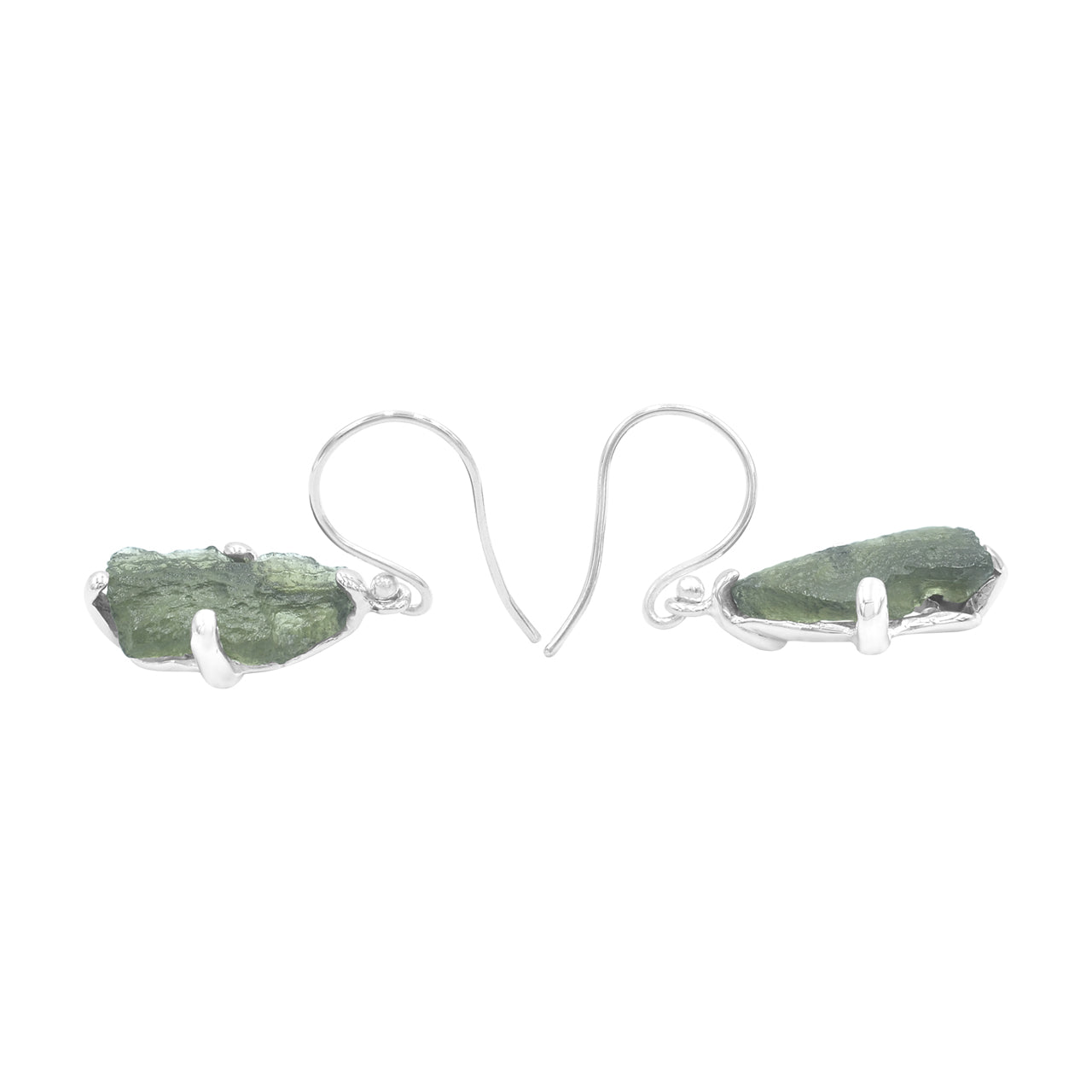 Moldavite Earrings Sterling Silver Raw Crystal Dangle, with authentication! – Crystal Earrings
