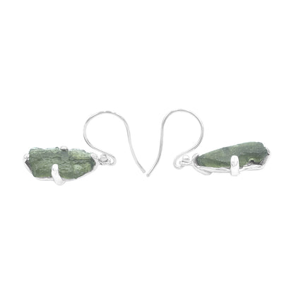 Moldavite Earrings Sterling Silver Raw Crystal Dangle, with authentication! – Crystal Earrings