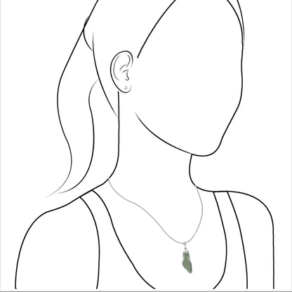 Starborn Rough Moldavite Single Chop Pendant in Sterling Silver