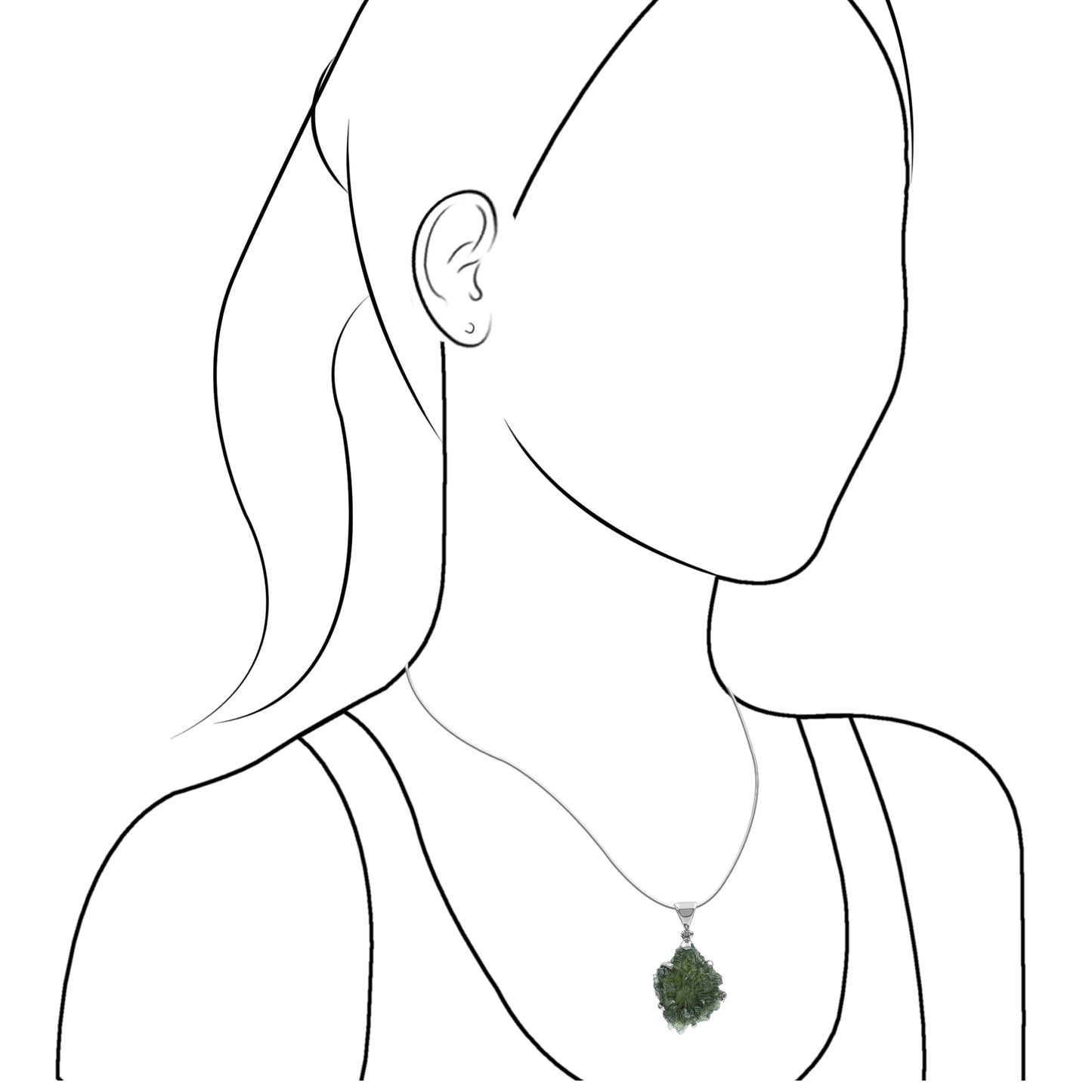 Starborn Natural Moldavite Sterling Silver Pendant (40ct)