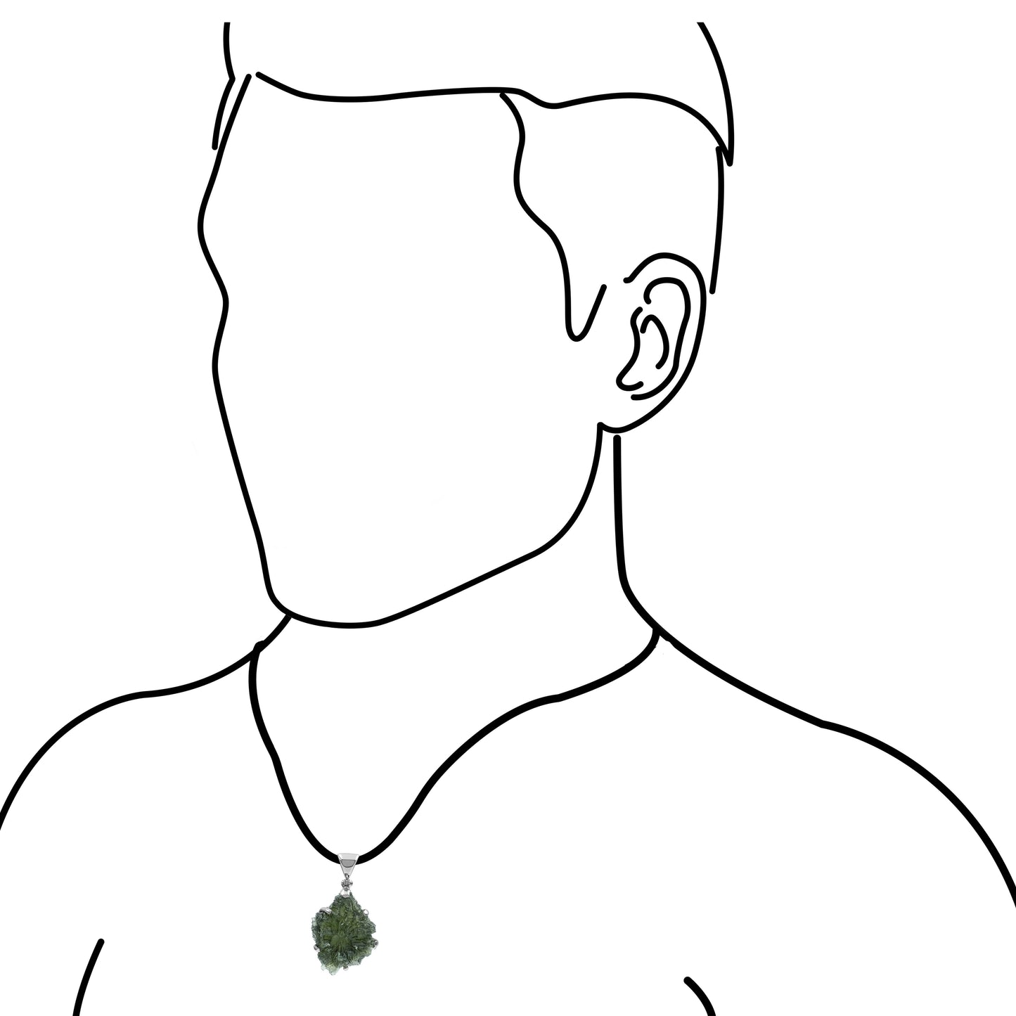 Starborn Natural Moldavite Sterling Silver Pendant (40ct)