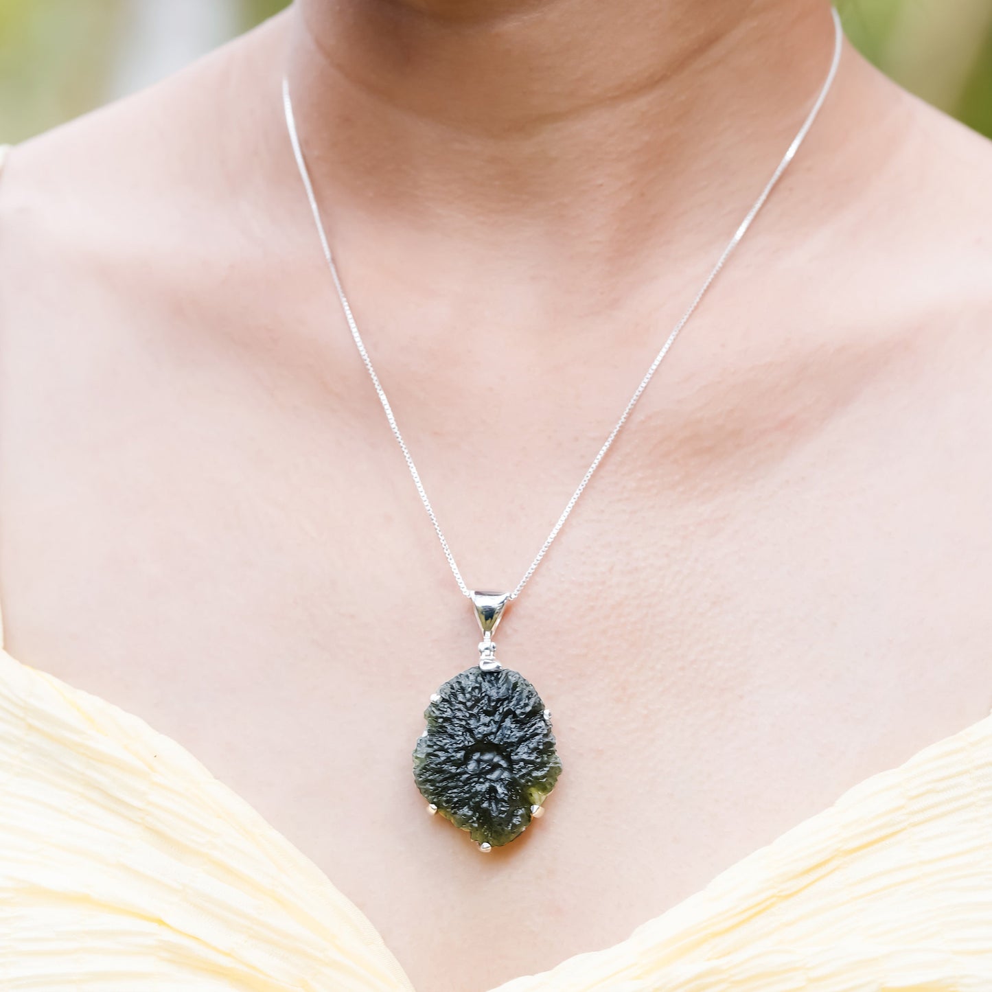 Starborn Moldavite Pendant (30-40cts) in Sterling Silver