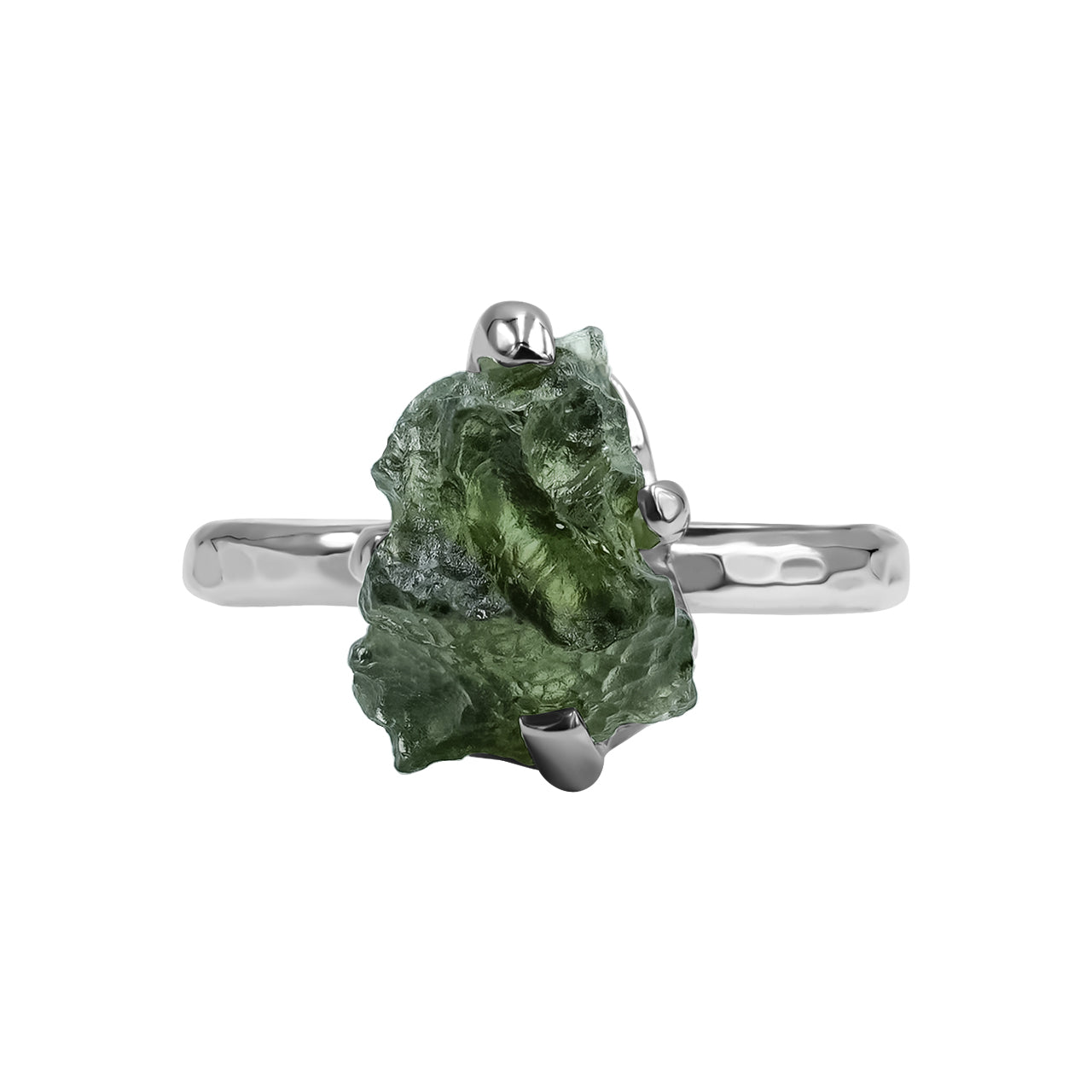 Starborn Genuine Moldavite Ring in Sterling Silver (4-6 cts)