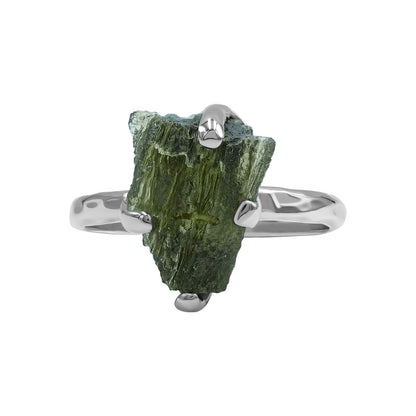 Starborn Genuine Moldavite Ring in Sterling Silver (4-6 cts)