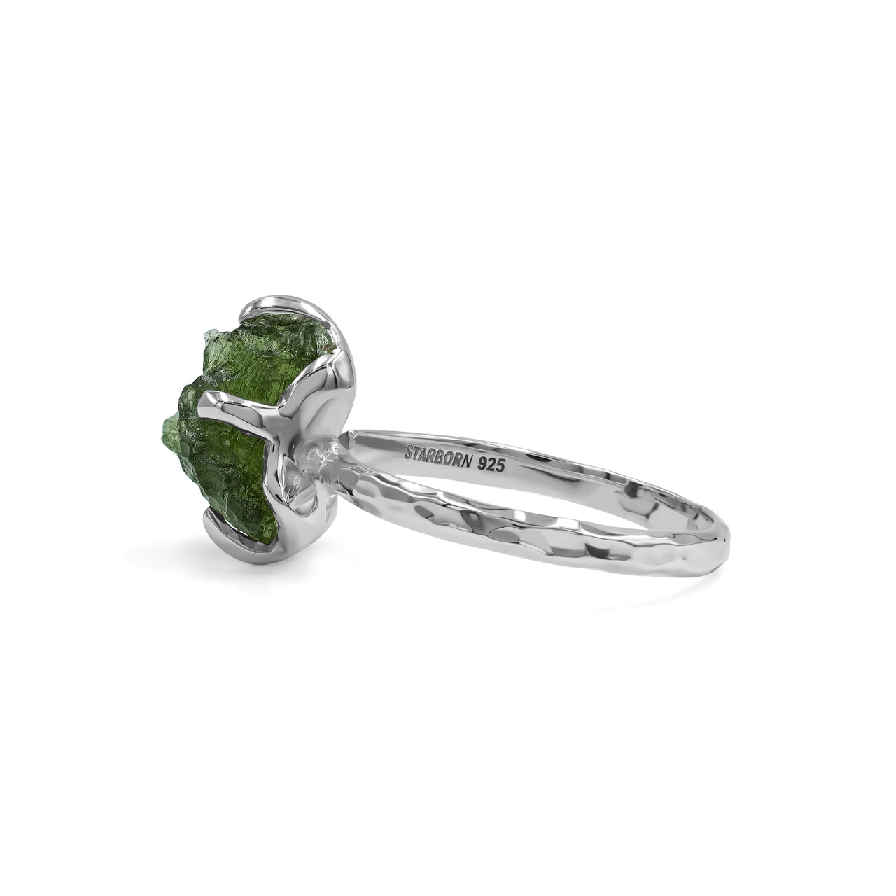 Starborn Genuine Moldavite Ring in Sterling Silver (4-6 cts)