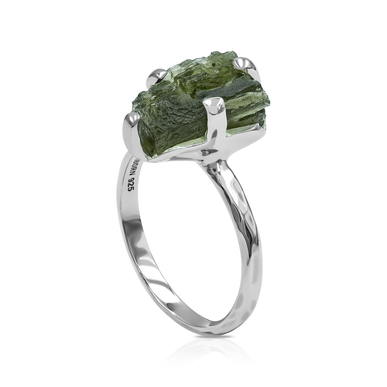 Starborn Genuine Moldavite Ring in Sterling Silver (4-6 cts)