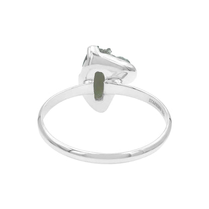 Rough Moldavite Ring in Sterling Silver