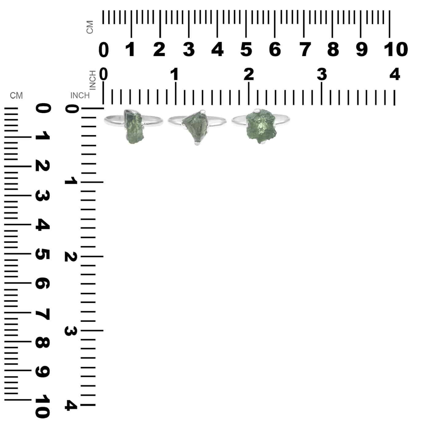 Rough Moldavite Ring in Sterling Silver