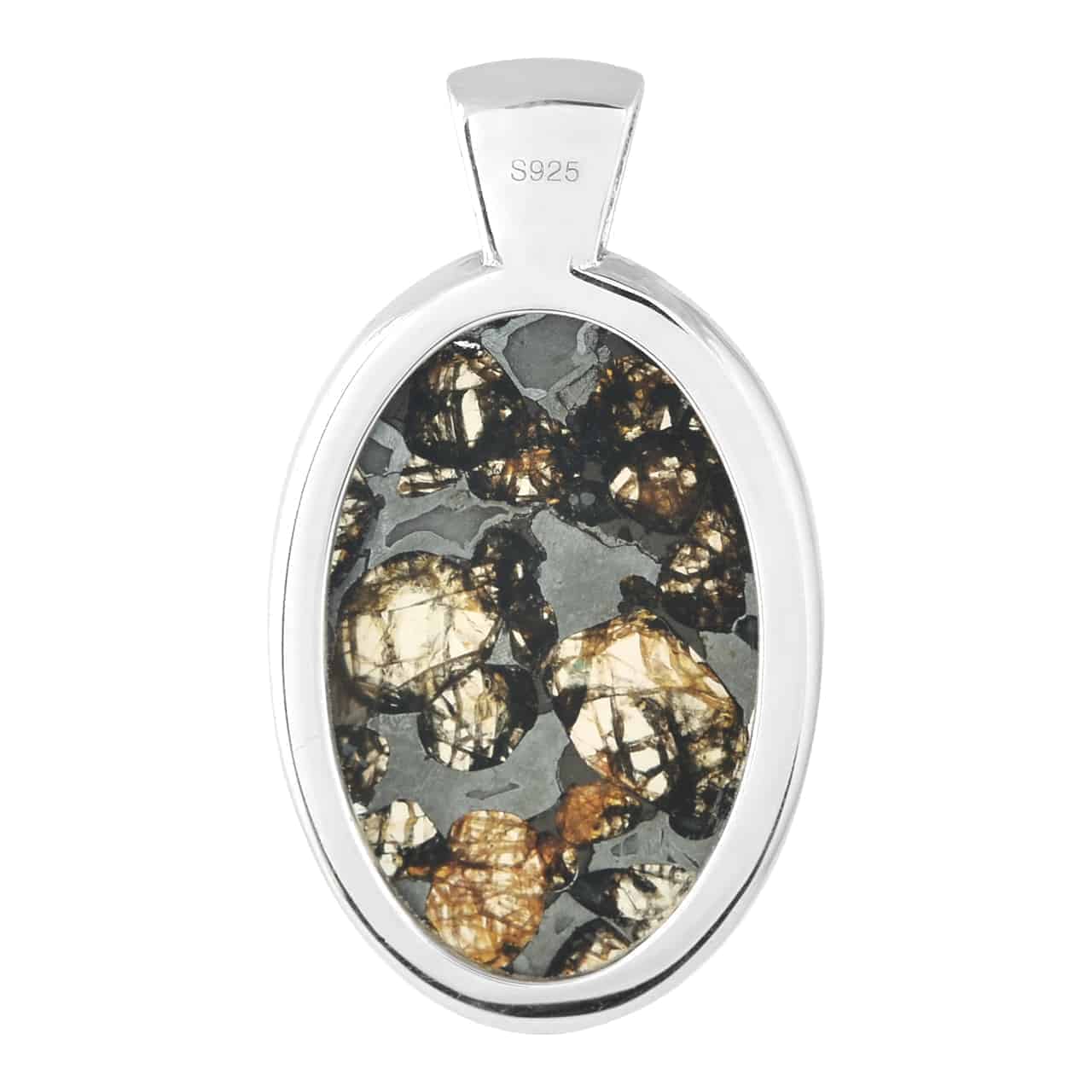 Starborn Sericho Pallasite Meteorite Oval Pendant Sterling Silver