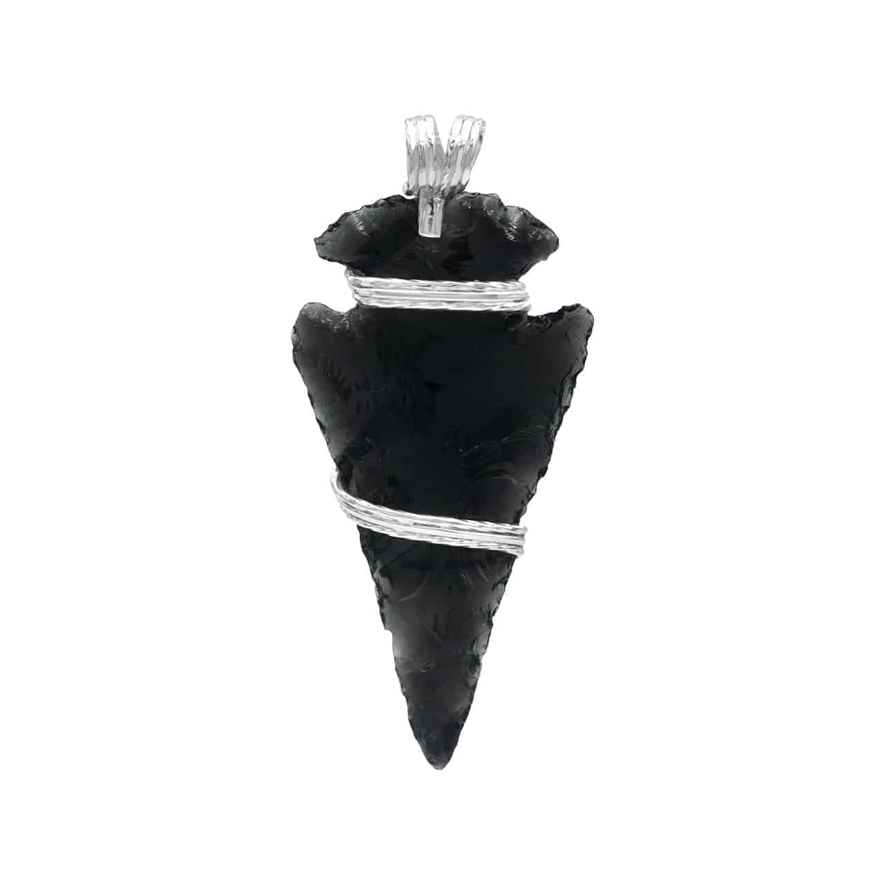 Starborn Obsidian Arrowhead Wrap Pendant in Sterling Silver