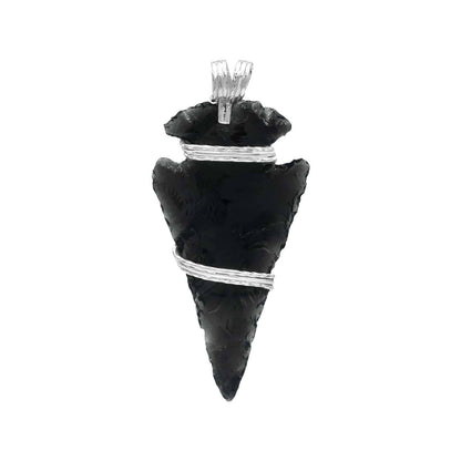 Starborn Obsidian Arrowhead Wrap Pendant in Sterling Silver