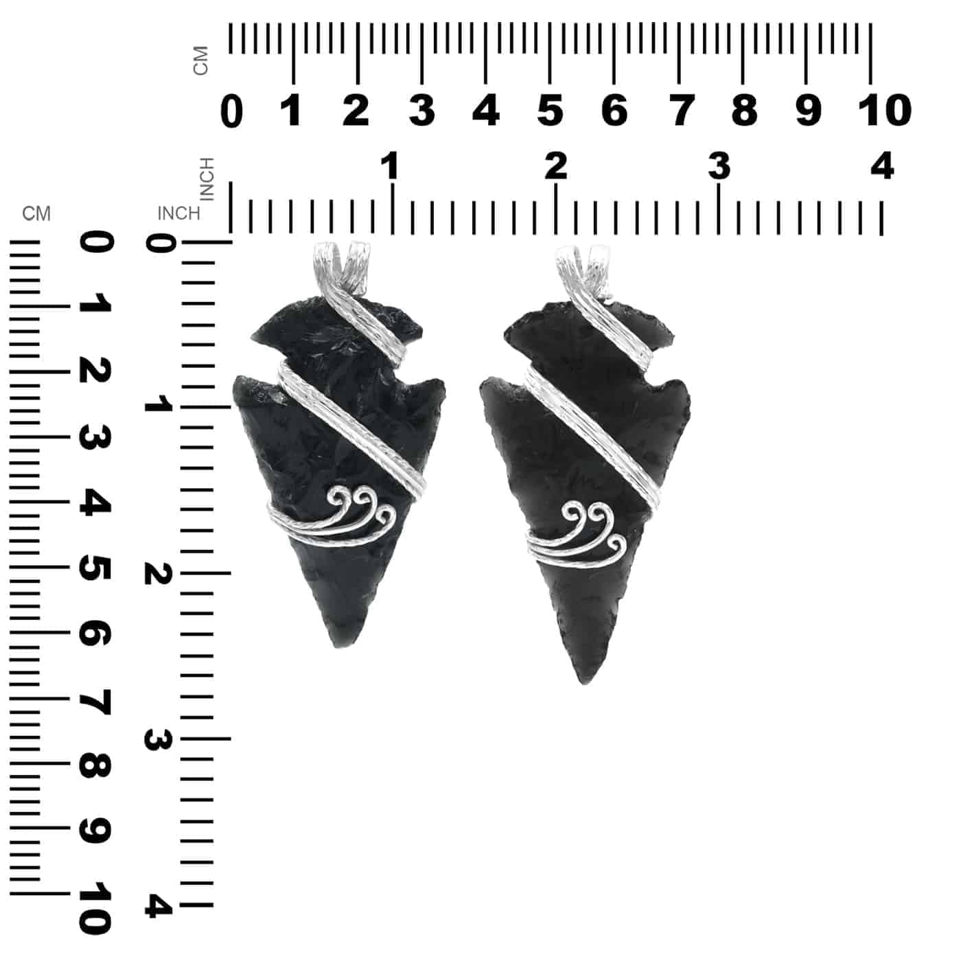 Starborn Obsidian Arrowhead Wrap Pendant in Sterling Silver