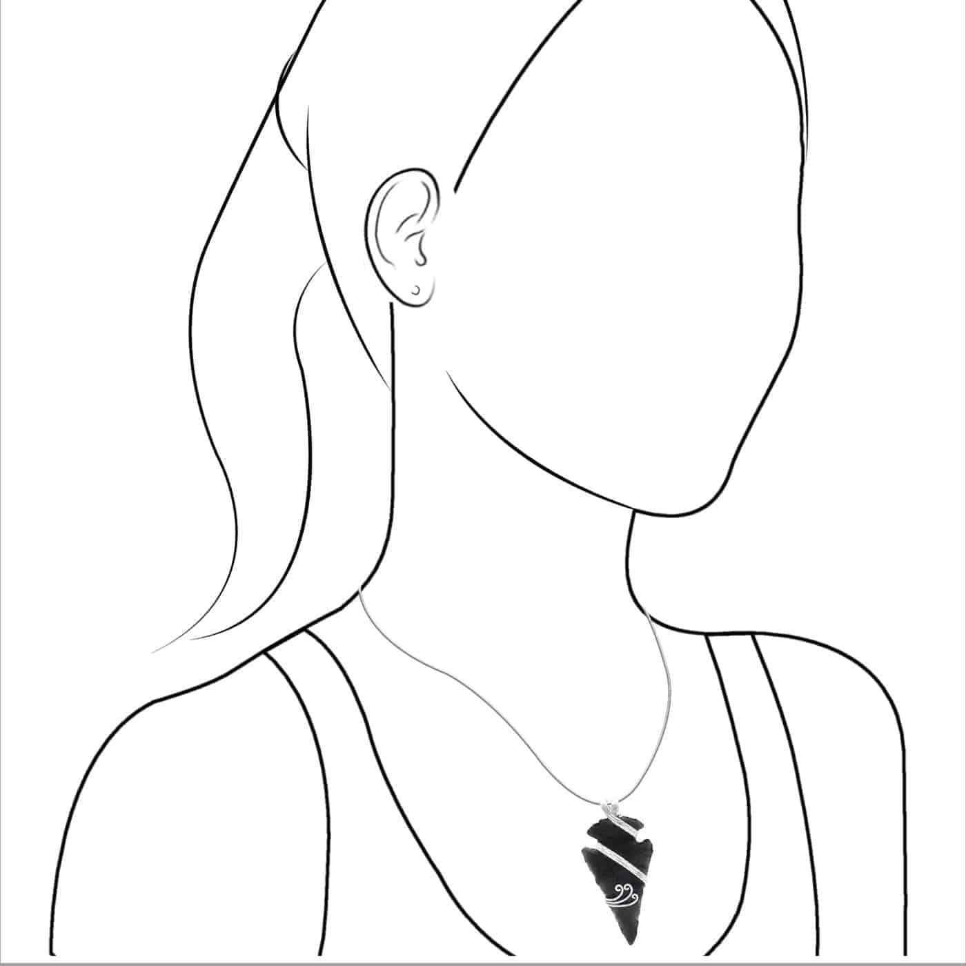 Starborn Obsidian Arrowhead Wrap Pendant in Sterling Silver