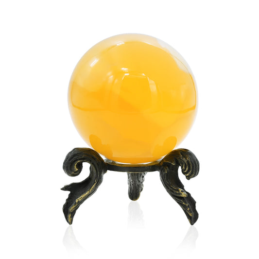 Starborn Orange Calcite Sphere with Brass Decorative Display Stand – Medium RP - Regular Price