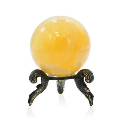 Starborn Orange Calcite Sphere with Brass Decorative Display Stand – RP - Regular Price