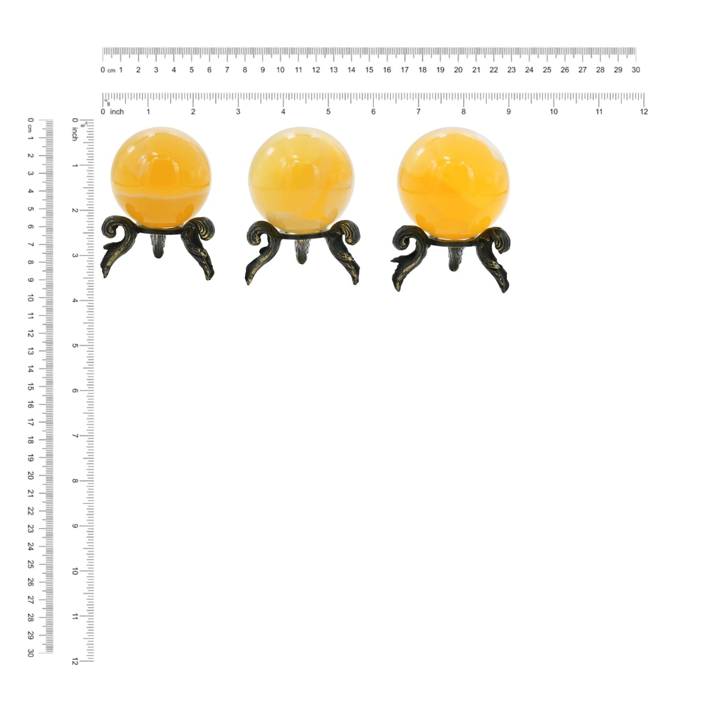 Starborn Orange Calcite Sphere with Brass Decorative Display Stand – RP - Regular Price