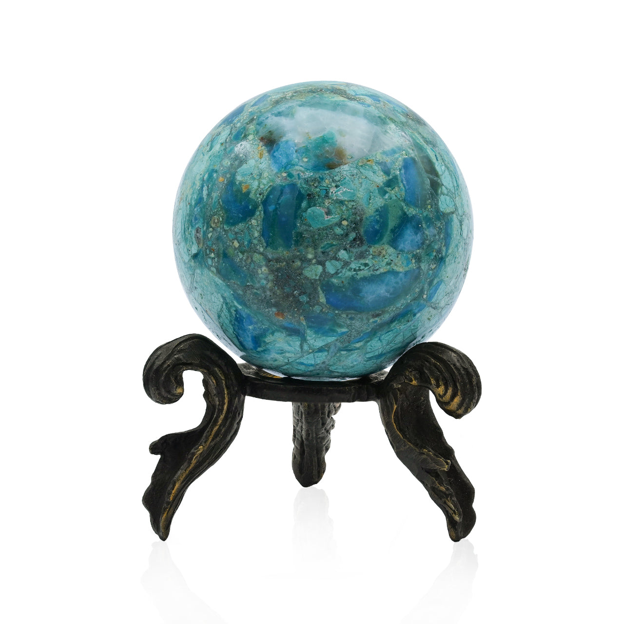 Starborn Peruvian Blue Opal Sphere Display with Brass Stand – RP - Regular Price