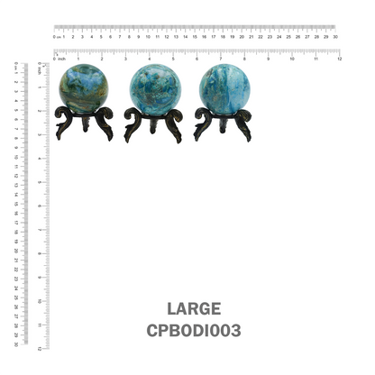 Starborn Peruvian Blue Opal Sphere Display with Brass Stand – RP - Regular Price