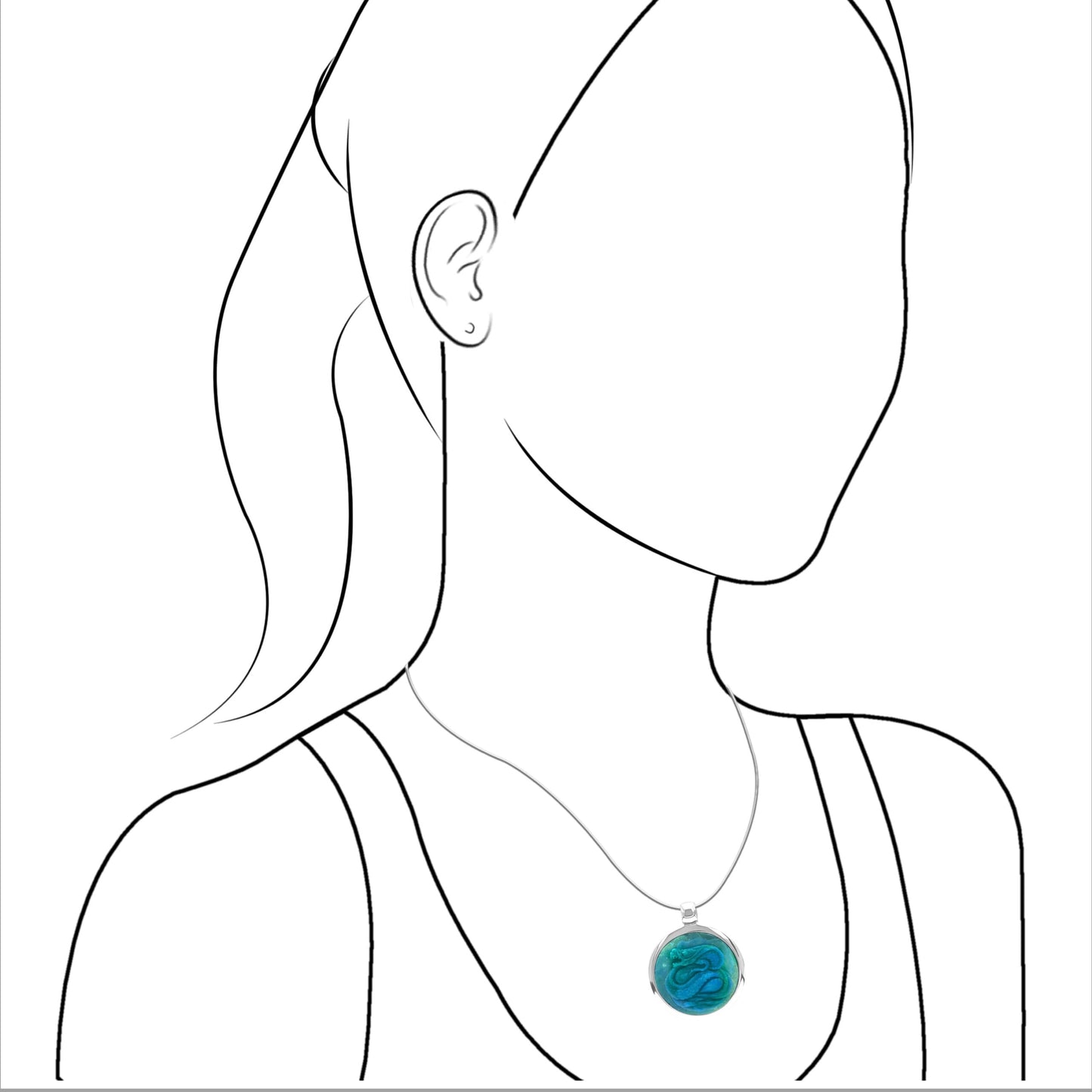 Starborn Peruvian Blue Opal Carved Dragon Medallion Style Pendant in Sterling Silver