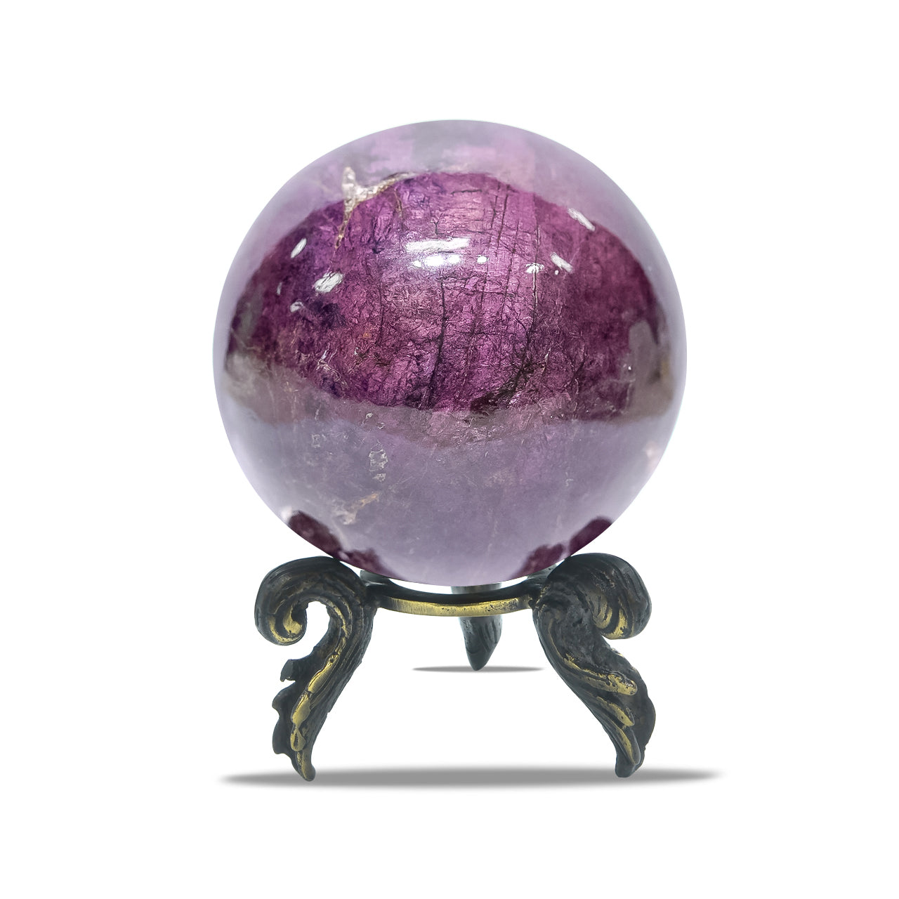 Starborn Purpurite Polished Sphere with Brass Decorative Display Stand – RP - Regular Price