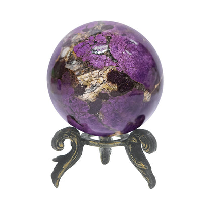 Starborn Purpurite Polished Sphere with Brass Decorative Display Stand – RP - Regular Price