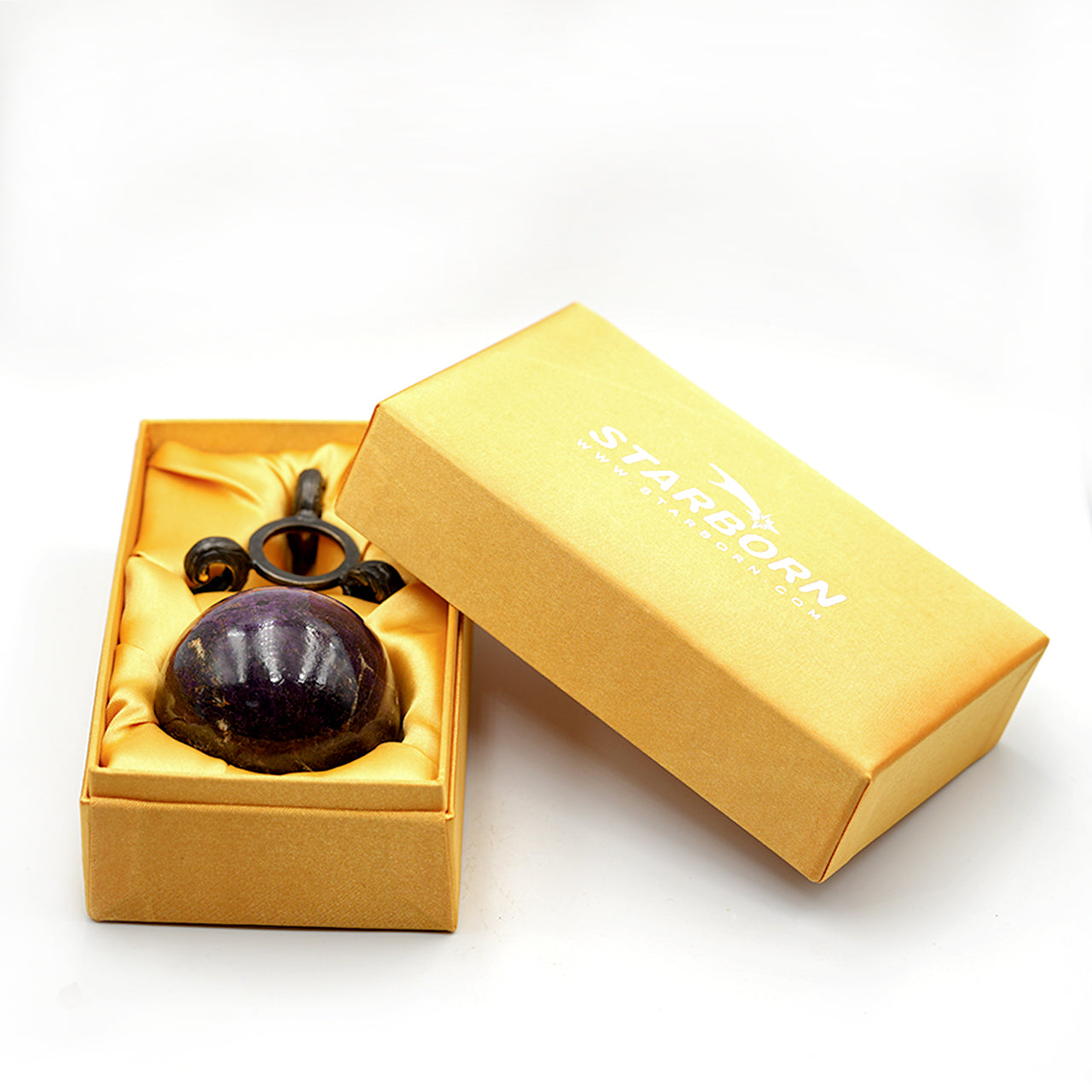 Starborn Purpurite Polished Sphere with Brass Decorative Display Stand – RP - Regular Price