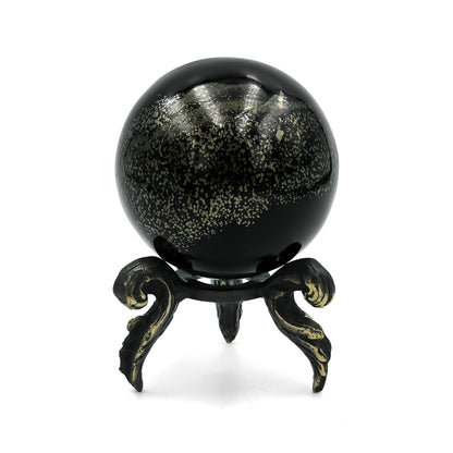 Starborn Schiefer Pyrite Display Sphere with Brass Stand – Small 3.1 - 3.3" RP - Regular Price