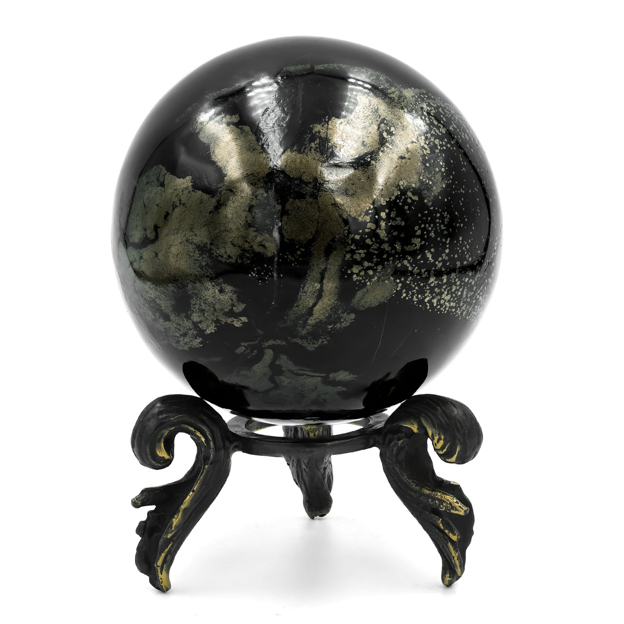 Starborn Schiefer Pyrite Display Sphere with Brass Stand – Large 4 - 4.2" RP - Regular Price