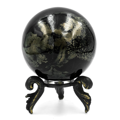 Starborn Schiefer Pyrite Display Sphere with Brass Stand – Large 4 - 4.2" RP - Regular Price