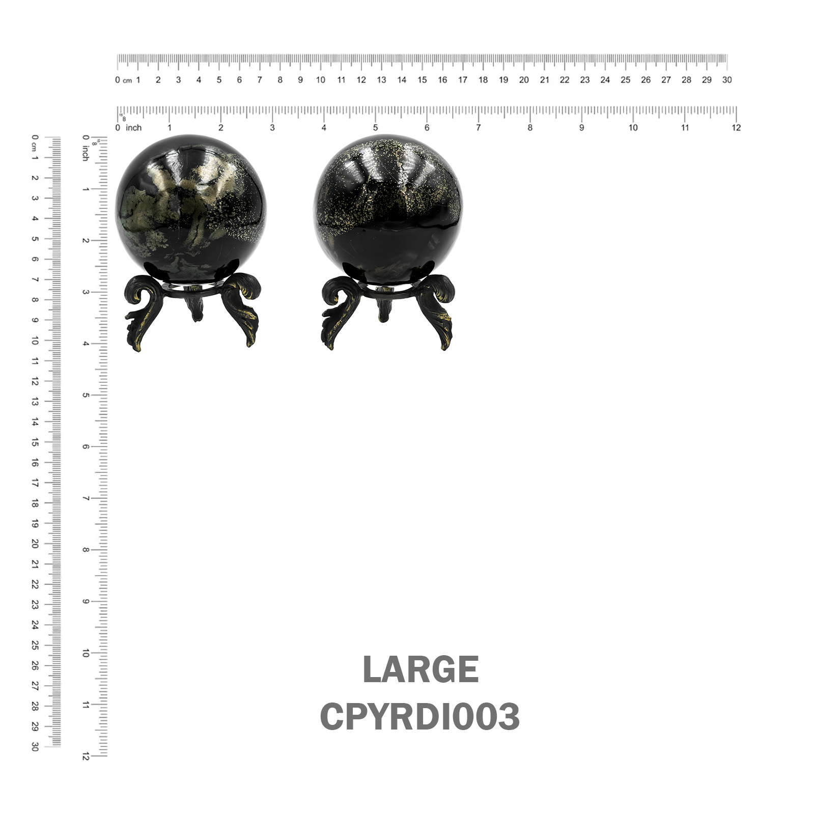 Starborn Schiefer Pyrite Display Sphere with Brass Stand – RP - Regular Price