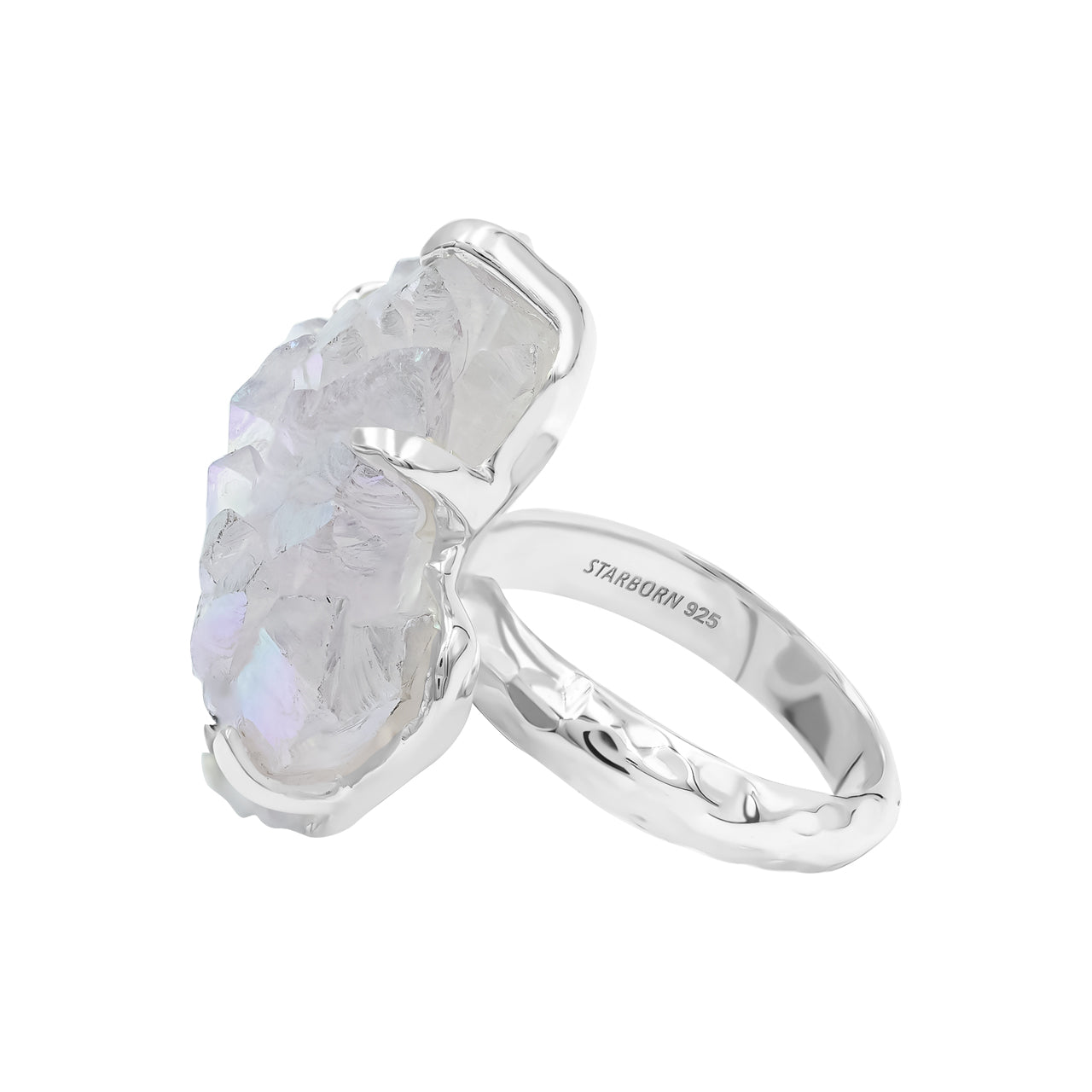 Starborn Angel Aura Quartz Crystal Ring in Sterling Silver