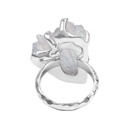 Starborn Angel Aura Quartz Crystal Ring in Sterling Silver