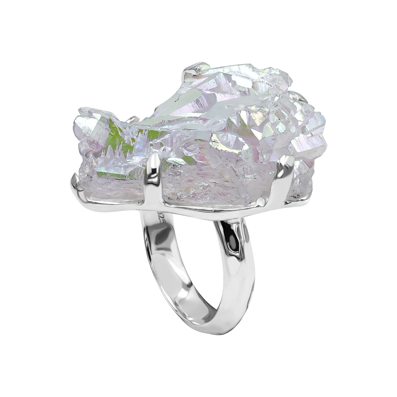 Starborn Angel Aura Quartz Crystal Ring in Sterling Silver