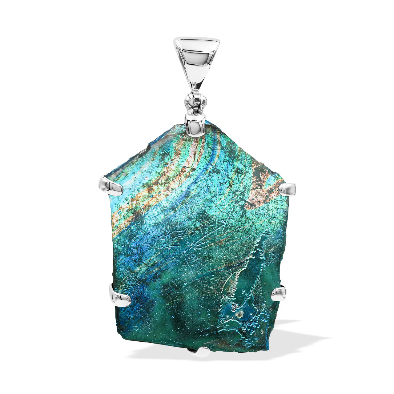 Starborn Roman Glass Prong Set Pendant in Sterling Silver