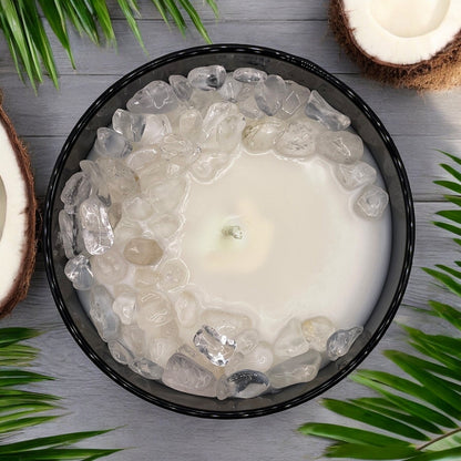 Crown Chakra Crystal Candle with Crystal Quartz | Coconut-Soy Wax Candle, 9oz