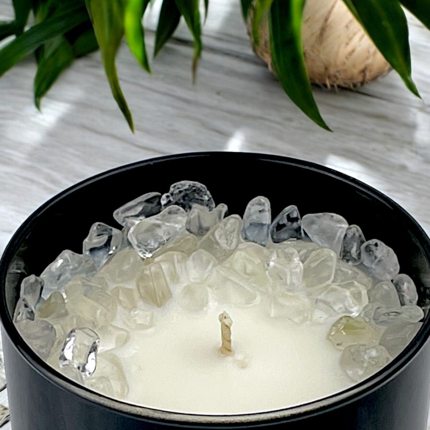 Crown Chakra Crystal Candle with Crystal Quartz | Coconut-Soy Wax Candle, 9oz